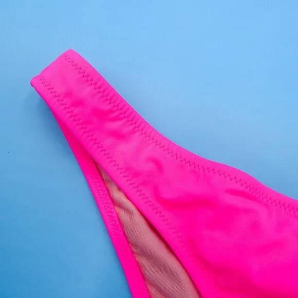 Victorias Secret Medium Pink Deep Cut Brazilian Bikini Bottom Beach Swimwear New - Picture 2 of 7